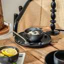 S&Q'S CERAMICS Ceramic Small Bowls for Kitchen, Set of 6, 9 ounces Ice Cream Bowls, Small Serving Bowls for Soup, Dipping, Condiments, Side Dishes, Snack, Prep (Black and Grey (4.25 inch)