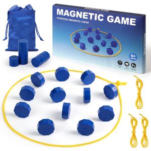 Magnetic Chess Game with 24 Full-Size Stones, Magnet Game with 3 String & Portable Storage Bag, Strategy Board Game for Family Game Night, Indoor Outdoor Use for Kids Adults