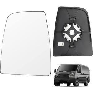 Compatible With 2015-UP Ford Transit T150 T250 T350 Driver Left Side Heated Mirror Glass, Upper Glass with backing plate, Replace CK4Z17K707B