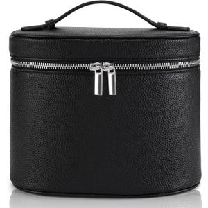 Makeup Bag Vanity Case Cosmetic Bag with Removable Divider Travel Toiletry Bag for Women Portable Make up Box Organizer, Black