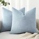 MIULEE Pack of 2 Decorative Burlap Linen Throw Pillow Covers 19x19 inch Light Green