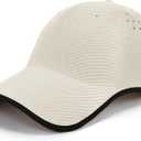 ZOORON Uncrushable Baseball Cap, Lightweight Hats with Breathable Air Holes, Low Profile Dad Hat for Travel Running Golf (White)