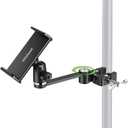 elitehood 8.5in Long Arm iPad Holder for Mic Stand, 360 Adjustable Aluminum Mic Stand Tablet Holder for Microphone & Stage Music, iPad Mount Compatible with 4-13in Tablets, iPhone and Phones
