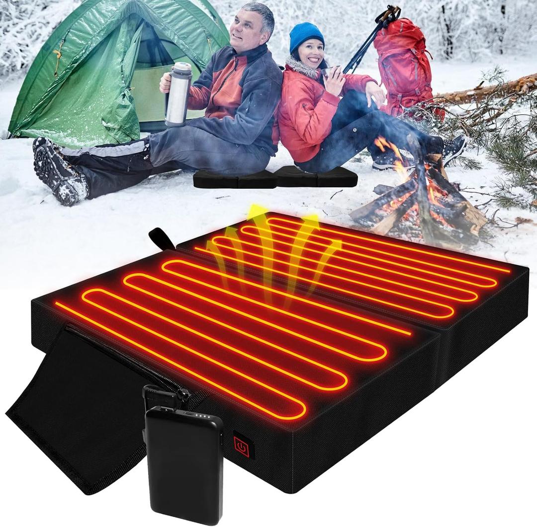 Extra Wide Heated seat Cushion for Bleachers with 10000mAh Battery Pack, Portable Heated Stadium Seats with 3 Level Heat Setting, Foldable Heated Seat Warmer Pad for Outdoor Sports Games (Black)