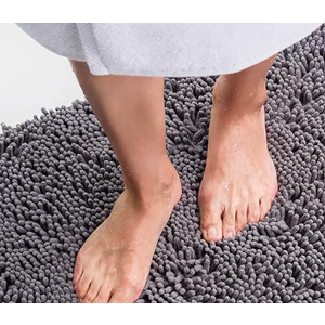 Area Rug Sets 2 Piece, Bath Mat Set, Plush Absorbent Shaggy Chenille Washable Mats, Includes, 24x17 and 30x20 Inch Rugs, Grey