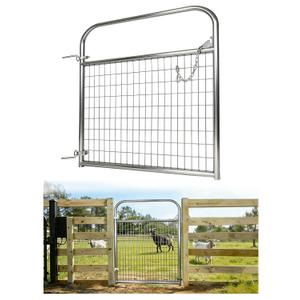 Livestock Gate 4 ft x 50 in, Wire Filled Goat & Sheep Gate, Heavy Duty PVC-Coated Steel Farm Gate with 2" x 4" Mesh, Welded Frame, Rust-Resistant for Pasture & Animal Pen,Silver