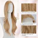 STYLER Long Light Brown Wavy Wig for Women 29 Inch Middle Part Curly Wavy Wig Splayed Bangs Synthetic Heat Resistant Fiber Wig for Daily Use