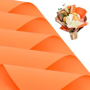 BEISHIDA 20 PCS Orange Floral Wrapping Paper-Matte Waterproof Flower Wrapping Paper Bouquet for Florist Supplies, DIY Crafts, Gift Packaging, Wedding, Birthday Gift