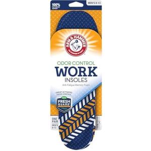 Arm & Hammer Memory Foam Work Insoles for Men and Women, Pair of Anti-Fatigue Memory Foam Inserts with Arch Support for Work Boots, Sneakers, Or Dress Shoes. (1 Pack)