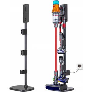 Vacuum Stand Compatible for DysonV15 V12 V11 V10 V8 V7 V6- Thickened Steel Base (6.6LBS) & Aerospace-Grade Rod, Back Cable Storage, No Drill Metal Dock