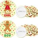 100 Pcs Christmas Gender Reveal Pins Daisy Baby Shower Buttons Pins Team He/Boy Team She/Girl Holiday for Gender Reveal Party Supply Baby Shower Game Decorations(Bright Color, Gingerbread)