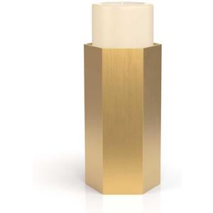 Pilgrim Home and Hearth Luxury Brass Hexagon Candle Holder 8 inch Tall