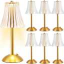 Liliful 6 Pcs LED Portable Cordless Gold Table Lamp Touch Battery Operated Rechargeable Desk Lamp 3 Color Dimmable for Bedroom Living Room Dining (Rose Style)