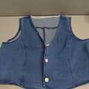 LookbookStore Denim Vest for Women Trendy Sleeveless Cropped Stretchy Jean Vests Top Summer Casual Button Wasitcoat Tops (XL)