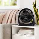 Amazon Basics Air Circulator Desk Fan for Bedroom, Home and Office, 90-Degree Tilt Head, 3 Speed Settings, Cooling, 35 Watts, Black, 11.1"W x 6.3"D x 10.9"H