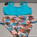 ZAFUL Women's High Waisted Tankini Swimsuit Scoop Neck Ruched Bikini Set Sporty 2 Piece Bathing Suit, XL