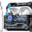 R-fun Compatible with AirPods Pro 2nd Generation 2023(USB-C),2022(Lightning Cable),1st Gen 2019 Charging Case, Full Drop Protection Auto Pop-Up Lid Design with Cleaner Kit,Black 