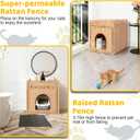 Cat Litter Box Enclosure Furniture, Hidden Litter Box Cat House with Litter Mat, Dog Proof Handwoven Rattan Indoor Cat House for Odor Control & Privacy, Stylish Cat Furniture for Living Room & Bedroom