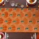 Soft Plush Faux Fur Jacquard Pumpkins Fall Rustic Table Runner, Seasonal Autumn Kitchen Dining Fall Table Decoration Halloween Table Runner for Home Party Decor 13x72 Inch Thanksgiving Decorations