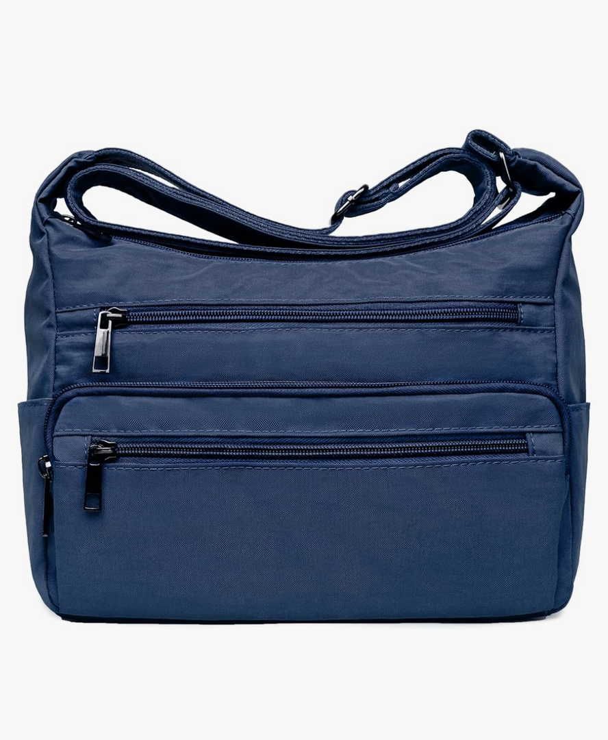 VOLGANIK ROCK RFID Purses for Women Fabric Nylon Multi Pocket Crossbody Bag Ladies Travel Handbag (Standard Size, Blue)