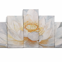 KREATIVE ARTS Large 5 Pieces Lotus Flower Blooming Wall Art Canvas Print Painting Modern Peaceful Still Life Artwork Zen Golden Floral Artwork for Meditation Room Decoration 60x32 Inches