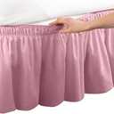 Pleated Three Sides Fabrics Wrap Around Style Egyptian Cotton Elastic 17 inch Drop Dust Bed Skirt for Twin/Full,Queen,King Size Beds(Queen, Pink)