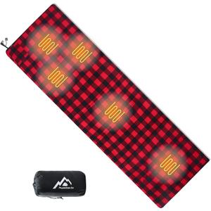 2x Heated Sleeping Bag pad, Operated by 5V/2A USB Power Supply (Battery NOT Included). Black & Red Flannel.