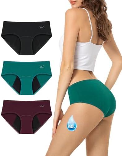 TANSTC Period Underwear for Women Heavy Flow Leakproof Menstrual Panties Postpartum Hipster Briefs 3 Pack, S