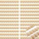 24 Pcs Decorative Beaded Wood Trim Half Wooden Beads Trim Molding 9.84 Inch Unfinished 3D Cute Decorative Bead Pearl Wood Molding for Home DIY Craft Wall Furniture Door Mirror Cabinet(25 mm)