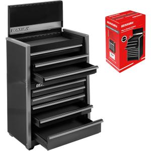 Geinxurn 8-Drawer Rolling Black Tool Box, Heavy Duty Micro Roll Cab Steel Stackable Tool Chest with Lockable Drawers, 2-in-1 Large & Compact Combo Set (3-Drawer + 5-Drawer) for Garage, Workshop