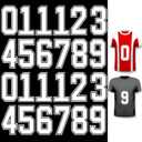 WILLBOND 24 Pcs Iron on Numbers, Jersey Heat Transfer Numbers 0 to 9 for Team Uniform Sports T-Shirt Football Basketball Baseball (White with Black Border,8 Inch)