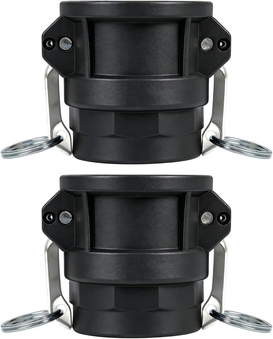 2 PCS Camlock Type D 1.5'', Cam & Groove Hose Fitting Female Coupler x Female NPT Thread Coupling Antirust (Black, 1.5 inch)