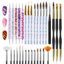 Artdone 31pcs Nail Art Brushes, Nail Art Tool Set, Dotting Tools, Dust Brush, Striping Brushes for Long Lines, Drawing Pen For Gel Polish Design supply