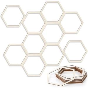 Gerrii 24 Pcs 5.8 Inch Honeycomb Decorations Unfinished Wooden Hexagon Wall Decor Hexagon Wall Stickers Decorative Wood Honeycomb Beehive Sign for Baby Shower Honeybee DIY Birthday Party Decor