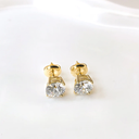 Pair of laboratory-grown diamond stud earrings with two round brilliant cut stones, total carat weight approximately 1.00 ct, color G–H, clarity VS1–VS2. Includes laboratory jewelry report dated December 28, 2024