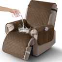 Timeles Velvet Recliner Chair Cover, 100% Waterproof Recliner Covers That Stay in Place with Pocket for Pets & Dogs (Medium: 23",Coffee)