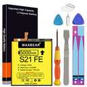 Galaxy S21 FE Battery, (Upgraded) MAXBEAR 5000mAh 3.85V Li-Polymer Replacement Battery EB-BG990ABY for Samsung Galaxy S21 FE 5G SM-G990U with Repair Tool Kit