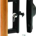 Prime-Line C 1107 Black Diecast with Hardwood Handle Surface Hook Sliding Patio Door (Single Pack)