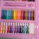 DLUCKY 208 PCS Art Supplies, Drawing Art Kit for Kids Adults Art Set with Double Sided Trifold Easel, Oil Pastels, Crayons, Colored Pencils, Watercolor Pens Gift for Girls Boys Artist, Pink