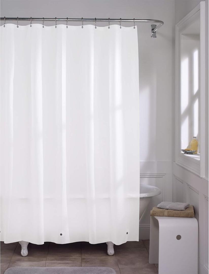 Zenna Home Shower Curtain Liner, Heavyweight Transparent Liner for Showers and Bathtubs with Rustproof Grommets and Weighted Hem, 8-Gauge EVA, 70 x 71 Inches, White