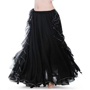 ROYAL SMEELA Chiffon Belly Dance Skirt Slit Bellydance Skirts Tribal Belly Dancer Costumes for Women Carnival Outfit (Medium, Black)