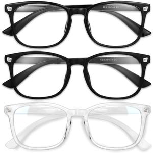 Gaoye Stylish Blue Light Glasses for Woman - Computer Glasses for Blue Light Blocking - Lightweight Frames - 3 pack (A3-light Black+matte Black+transparent)