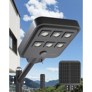 Ofuray Of-5000W Solar Street Lights Outdoor,6500K Commercial Dusk to Dawn Flood Light with Motion Sensor, IP67 Waterproof 60LED High Power Security Lighting for Parking Lot,Yard (Cool-White)