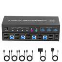 4K KVM Switch 2 Monitors 4 Computers Dual Monitor HDMI Displayport USB 3.0 KVM Switches 4K@60Hz,Support Extended/Mirror Mode Share 3 USB 3.0 Ports with Desktop Controller, Adapter Included