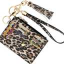 KNGITRYI Small Wristlet Wallets for Women RFID Credit Card Holder Wallet Keychain Wristlet Wallet Credit Card Wallets for Women (Leopard)