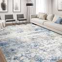 DMOYEST Area Rug Living Room Rugs - 10x12 Abstract Large Soft Indoor Washable Rug Neutral Modern Low Pile Carpet for Bedroom Dining Room Farmhouse Home Office - Blue