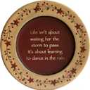 CVHOMEDECO. Primitive Vintage Dance in the Rain Wood Decorative Plate Display Wooden Plate Home Dcor Art, 9-3/4 Inch
