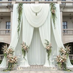 50ft x 20ft Ivory Ceiling Drapes Curtains 10-Pack for Wedding Party