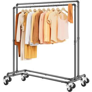 Tajsoon 2 Pack Garment Racks for Hanging Clothes Z Rack Hold 250LBS Industrial Clothing Rack with Wheels Lockable, Heavy Duty Clothes Rack for Storage and Organization in Bedroom, Laundry Room, Black