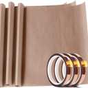 3 Pack PTFE Teflon Sheet 16 x 20" and 3 Rolls 10mm X 33m Heat Resistant Sublimation Tape for Heat Press Transfer Non Stick Paper Reusable Heat Resistant Craft Mat, Protects Iron, for Heat Press Machines